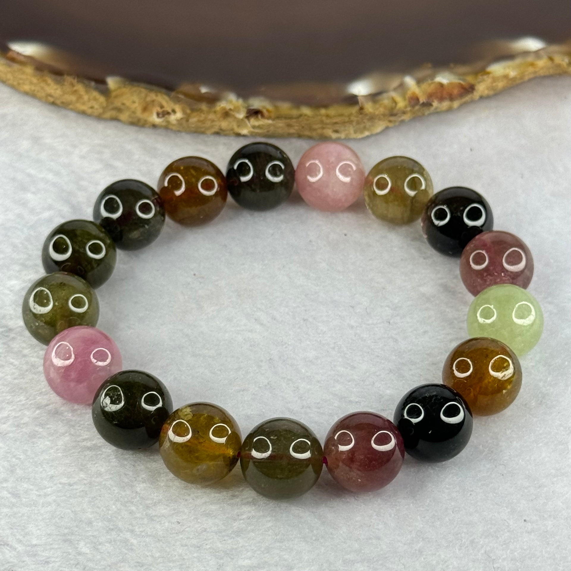 Good Grade Natural Tourmaline Beads Bracelet 好的天然碧玺珠手链 45.17g 17.5cm 11.9mm 17 Beads - Huangs Jadeite and Jewelry Pte Ltd