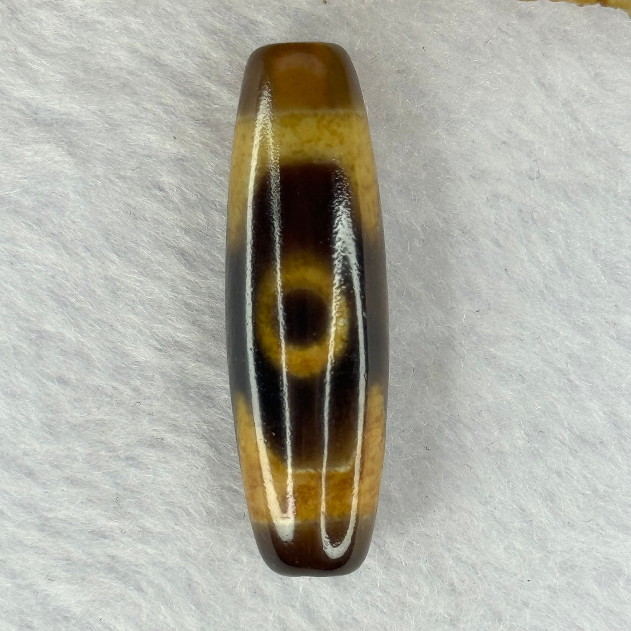 Natural Powerful Tibetan Old Oily Agate 3 Eyes Dzi Bead Heavenly Master (Tian Zhu) 三眼天诛 7.53g 37.9 by 11.6mm - Huangs Jadeite and Jewelry Pte Ltd