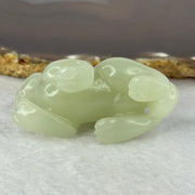 Natural Light Green Nephrite Pixiu Mini Display 42.98g 55.2 by 26.2 by 28.3mm - Huangs Jadeite and Jewelry Pte Ltd