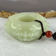 Natural Greenish White Nephrite Four Ancient Mystical Beast Thumb Ring / Pendant 91.78g 21.3 by 18.4mm US13 / HK29.5 - Huangs Jadeite and Jewelry Pte Ltd