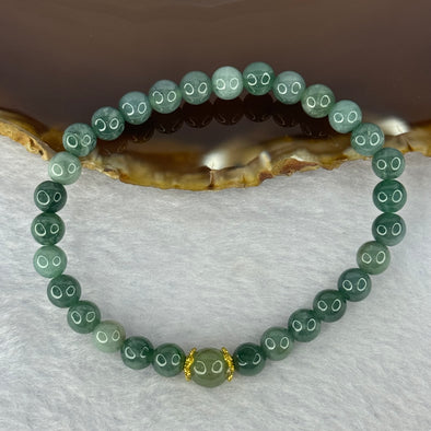 Type A Blueish Green Jadeite Beads Bracelet 11.06g 15cm 6.0 29 Beads 7.2mm 1 Beads (External Lines)