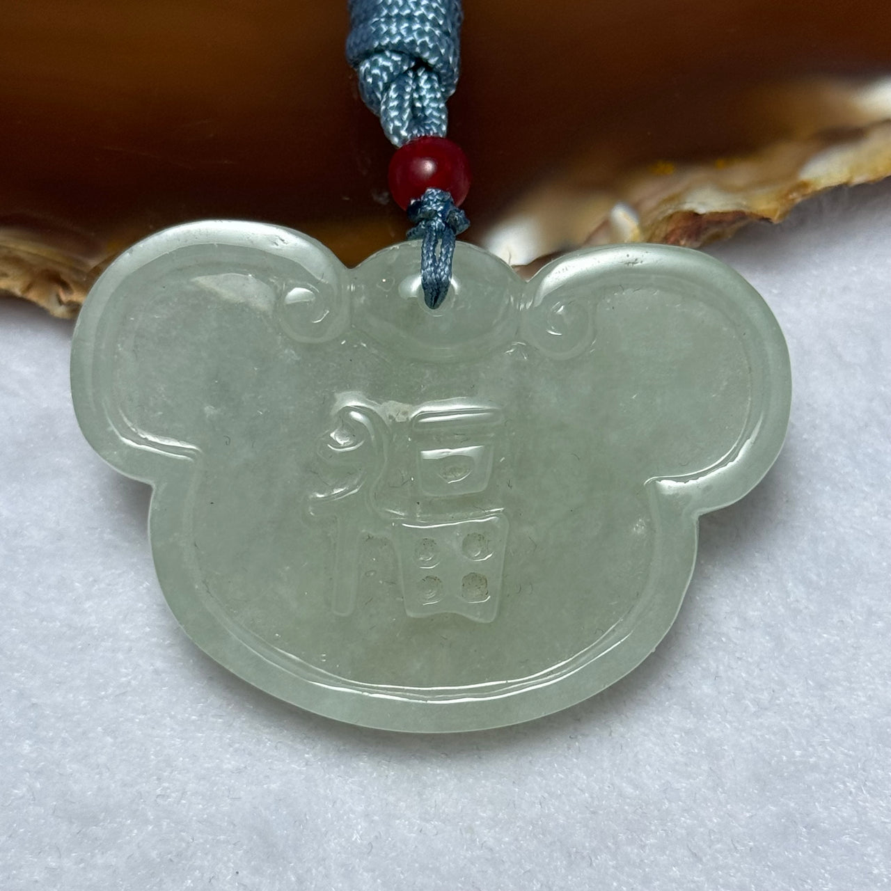 Type A Semi Icy Light Green Jadeite Ruyi Fu Pendent 32.98g 36.8 by 52.1 by 9.5mm - Huangs Jadeite and Jewelry Pte Ltd