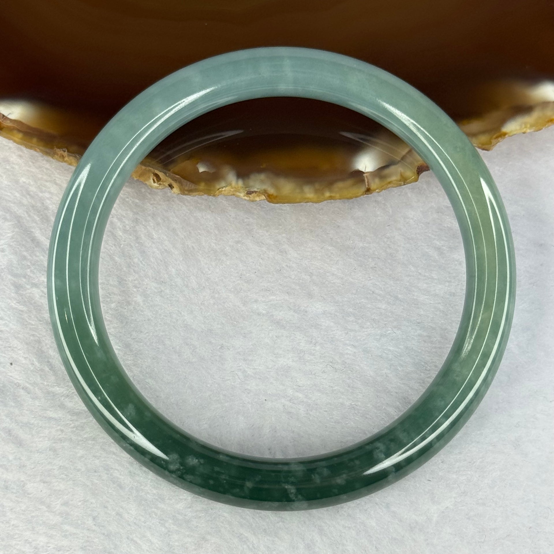 Type A Blueish Green with Faint Yellow Jadeite Bangle 36.84g Inner Diameter 58.2mm 8.2 by 7.9mm - Huangs Jadeite and Jewelry Pte Ltd