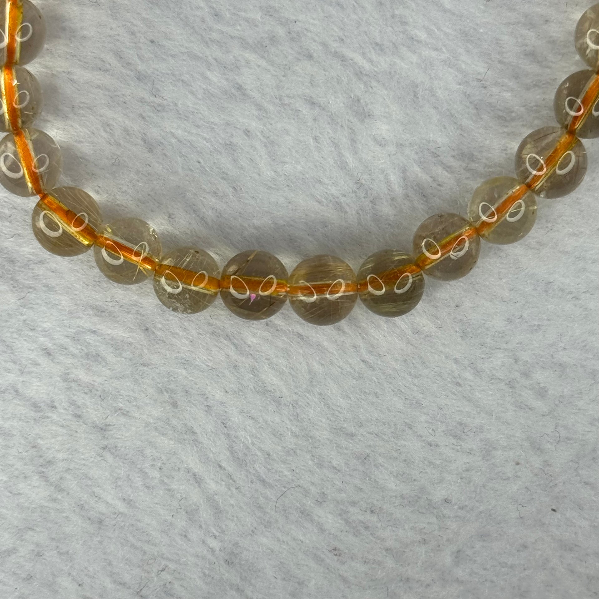 Natural Golden Rutilated Quartz Beads 天然金发水晶手链 12.90g 15.5cm 7.3mm 27 Beads - Huangs Jadeite and Jewelry Pte Ltd