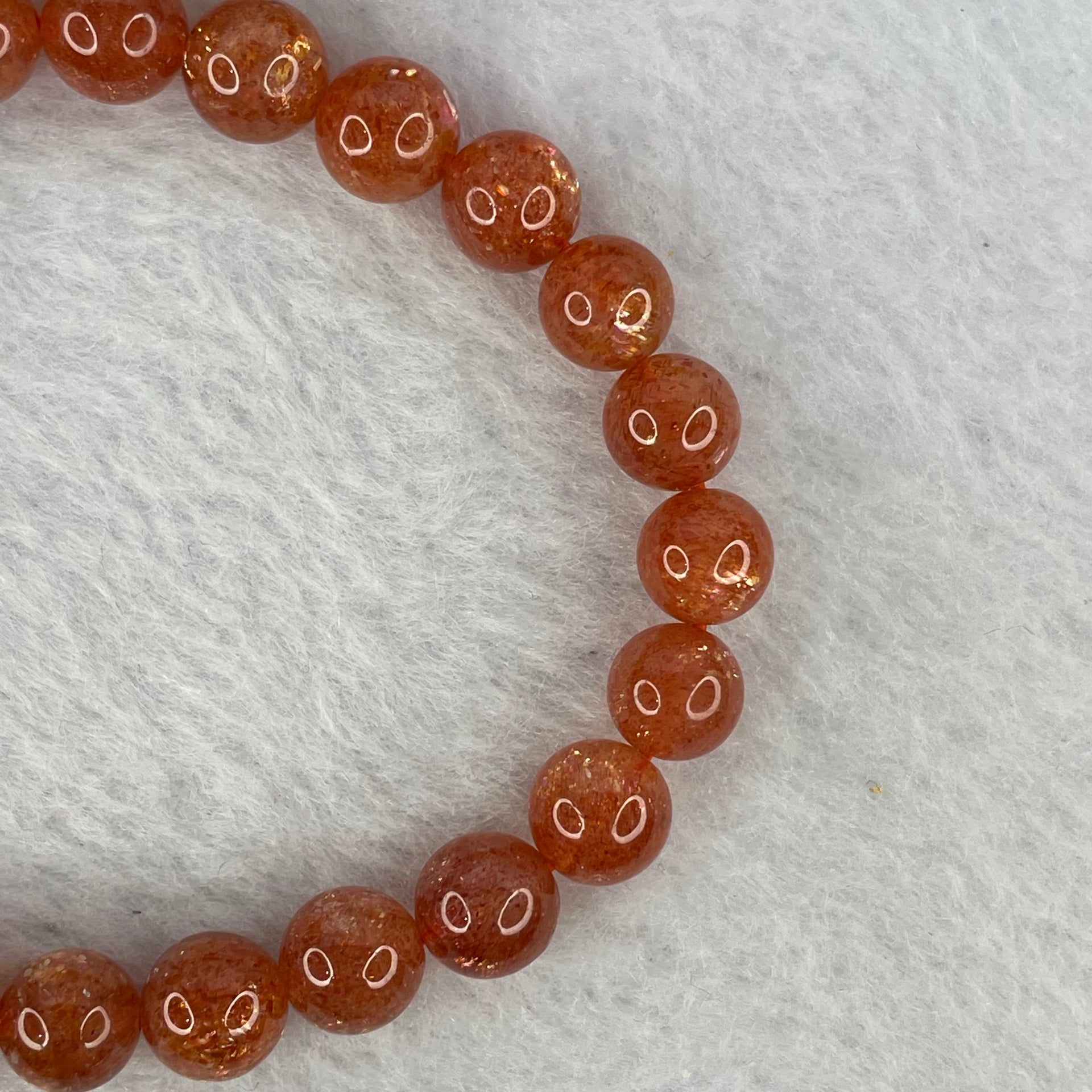 Good Grade Natural Sunstone, Heliolite and Aventurine Feldapar Beads Bracelet 天然金太阳日光石珠手链 14.81g 15cm 8.0mm 24 Beads - Huangs Jadeite and Jewelry Pte Ltd