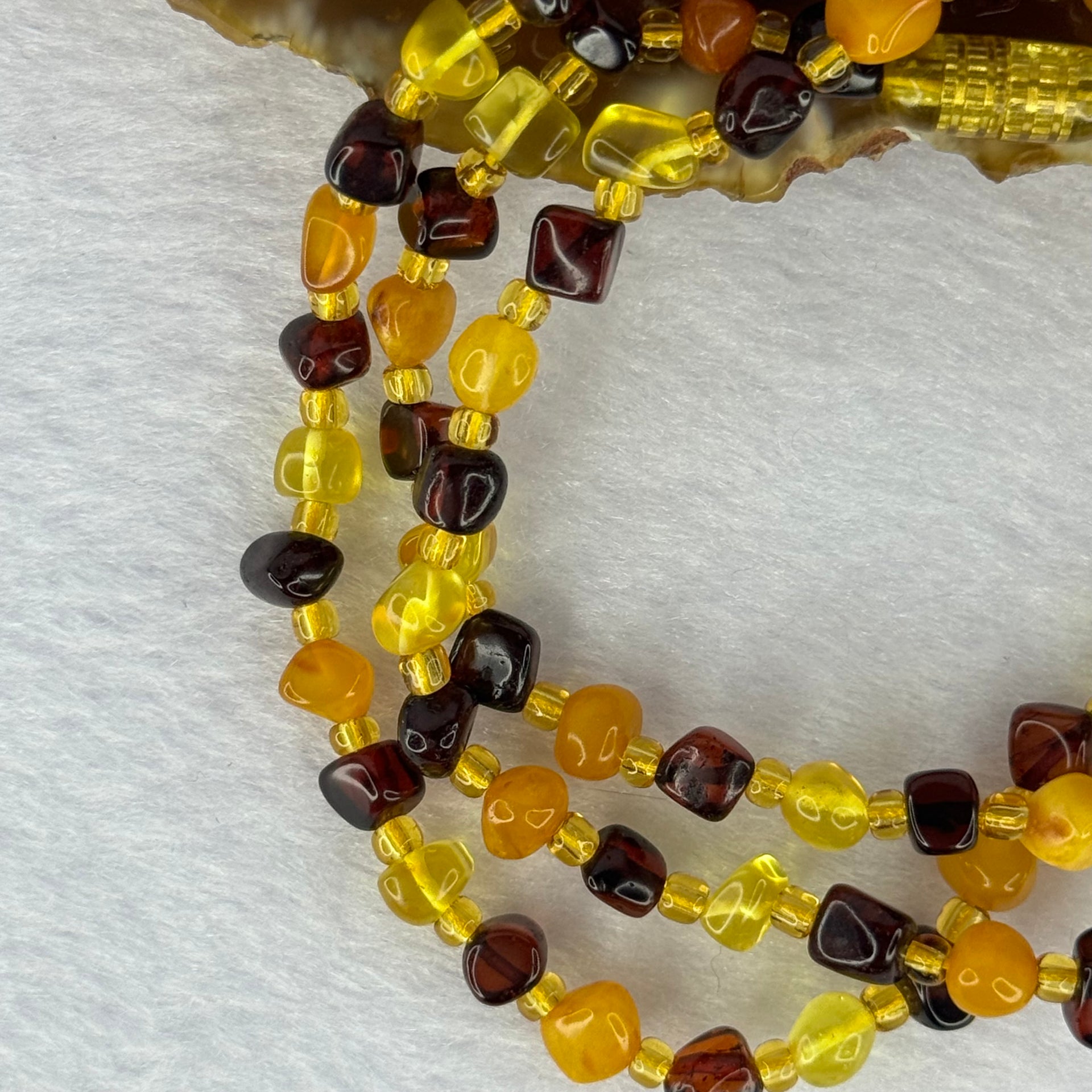 Natural Amber Necklace 天然琥珀项链蜜蜡出牙链琥珀原石多宝 11.43g 62cm 6.6mm - Huangs Jadeite and Jewelry Pte Ltd