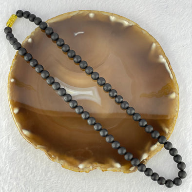 Natural Dark Matt Black Amber Beads Necklace 天然大黑天翁琥珀项链 14.98g 44cm 7.7mm 60 Beads