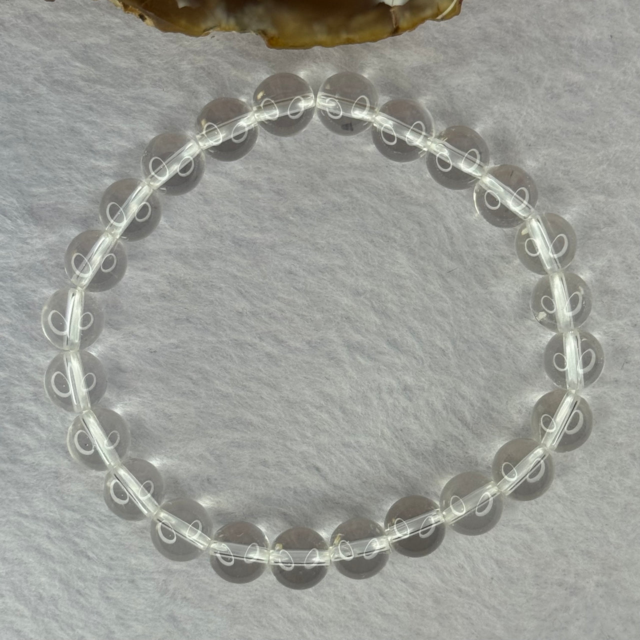 Natural Clear Quartz Bracelet 天然白水晶手链 18.57g 16.5cm 8.4mm 24 Beads