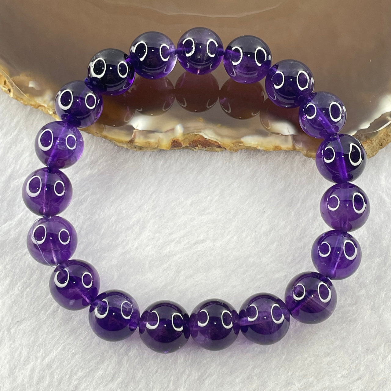 Good Grade Natural Amethyst Bracelet 31.81g 17cm 10.6mm 19 Beads