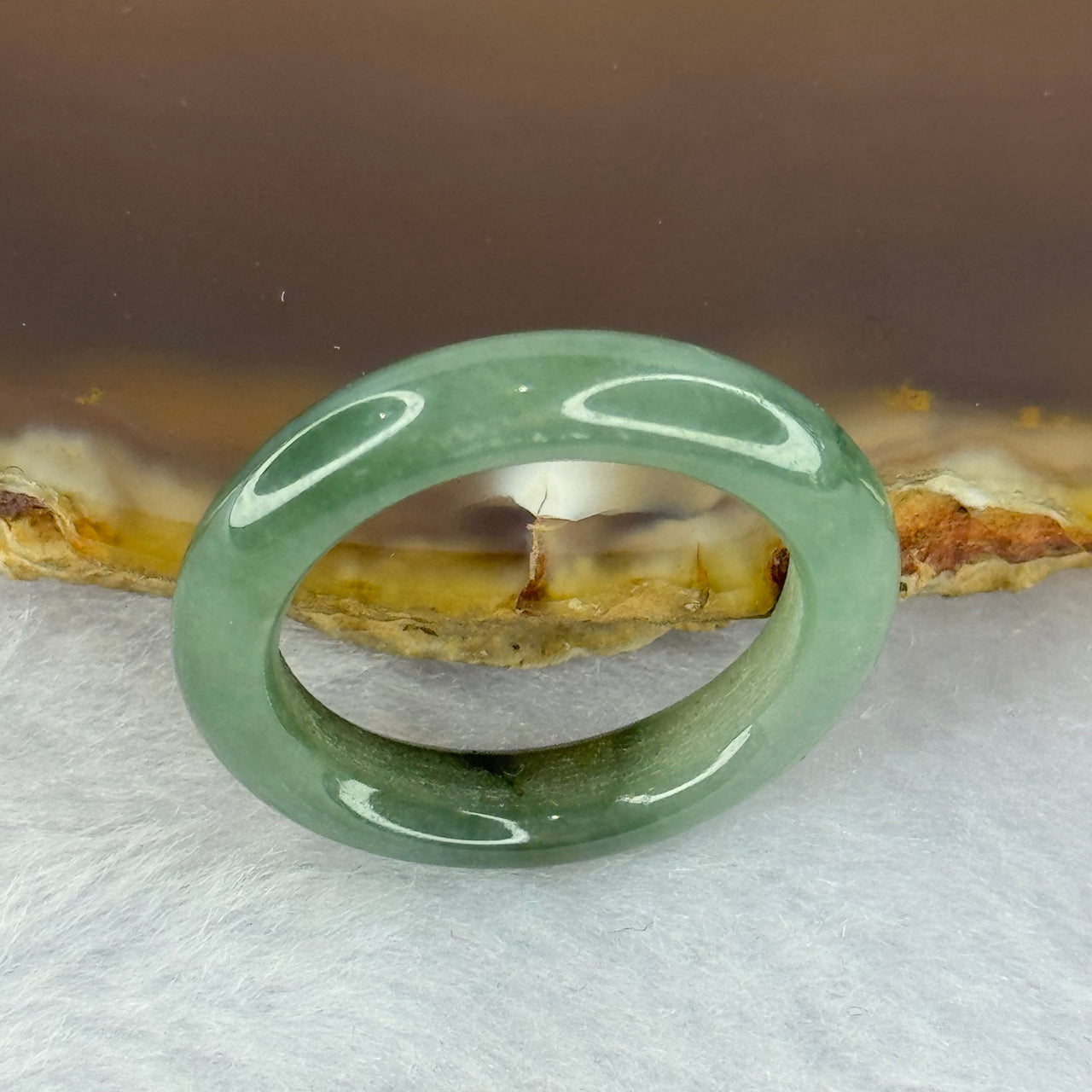 Type A Oily Green Jadeite Ring 3.19g 5.0 by 4.0mm US8.25 HK18