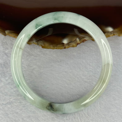 Type A Light Green and Green Patches Jadeite Bangle 43.64g Internal Diameter 55.5mm 10.4 by 7.7mm (Slight External Line)