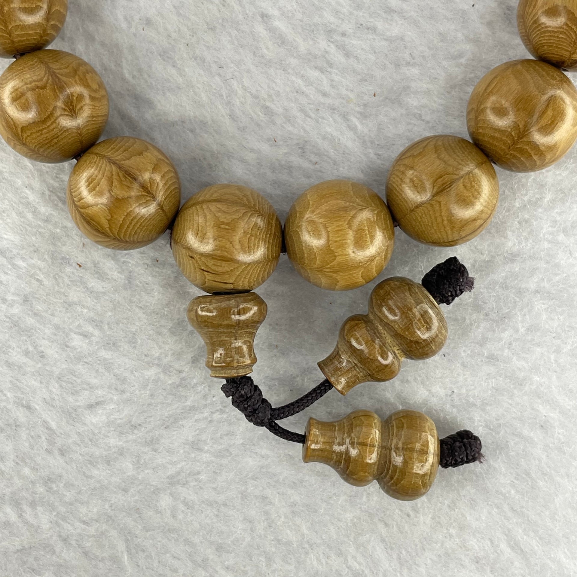 Natural Liu Dao Mu Abelia Wood 六道木 Beads Bracelet 17.79g 12.7mm 17 Beads + 2 Hulu Beads - Huangs Jadeite and Jewelry Pte Ltd