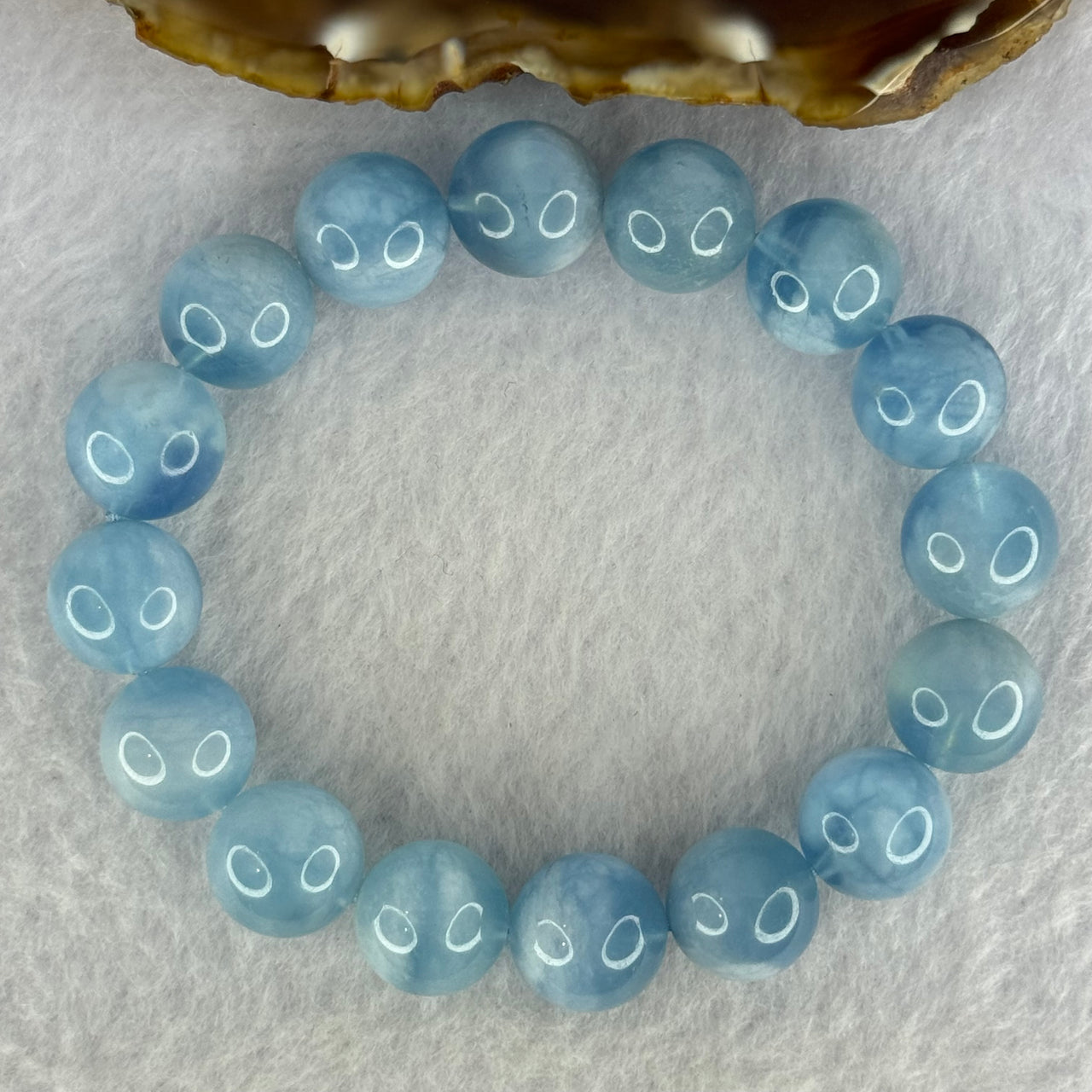 Natural Aquamarine Beads Bracelet 50.83g 18cm 13.2mm 16 Beads