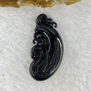 Type A Opaque Black Omphasite Phoenix Pendant / Charm A货墨翠凤凰牌 13.07g 42.8 by 20.7 by 8.8 mm - Huangs Jadeite and Jewelry Pte Ltd