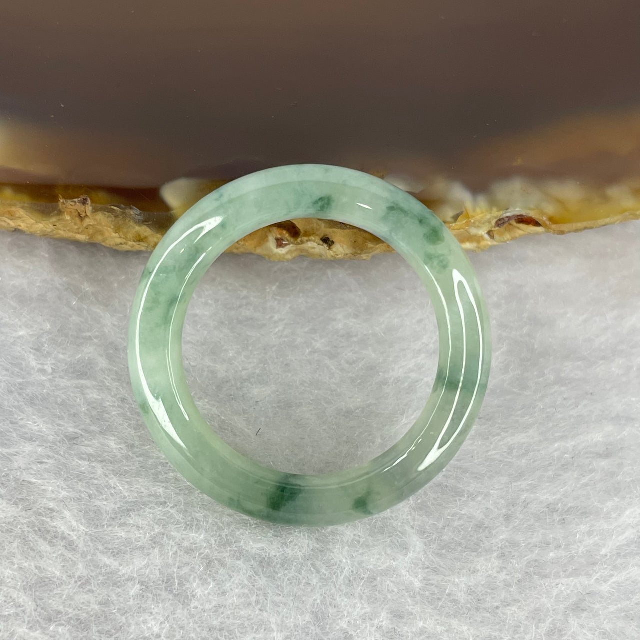 Type A Semi Icy Green Piao Hua Jade Ring 3.47g 4.8 by 3.8 mm US 8.5/ HK 19 - Huangs Jadeite and Jewelry Pte Ltd