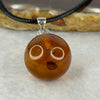 Natural Cognac With Red Amber Bead in S925 Silver Clasp and String Necklace 4.72g 17.0mm