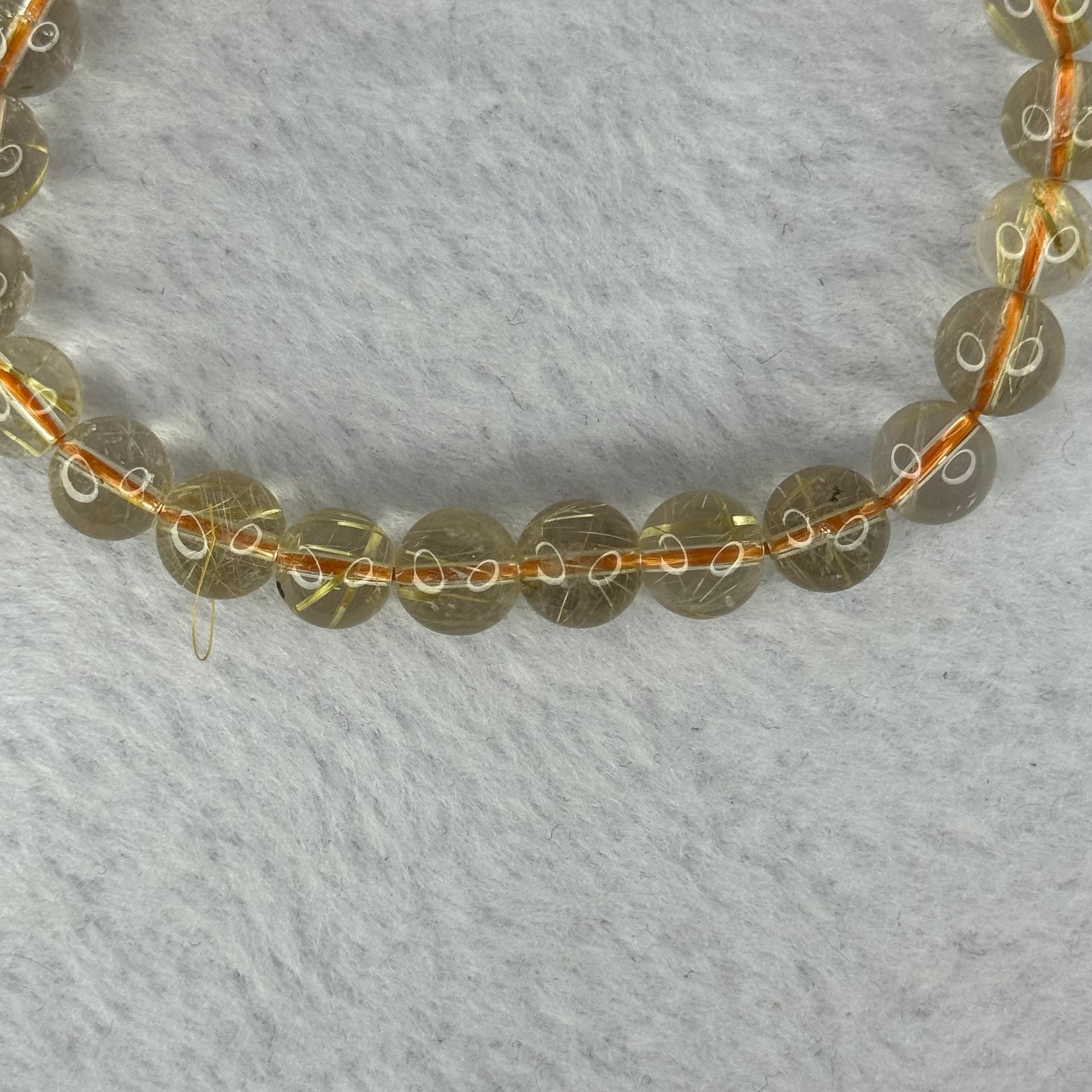 Natural Golden Rutilated Quartz Beads 天然金发水晶手链 15.70g 15.5mm 7.9mm 25 Beads - Huangs Jadeite and Jewelry Pte Ltd