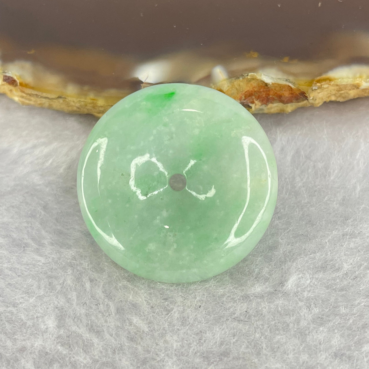 Type A Spicy Green Ping An Kou Jadeite 6.43g 24.7 by 5.2 mm - Huangs Jadeite and Jewelry Pte Ltd