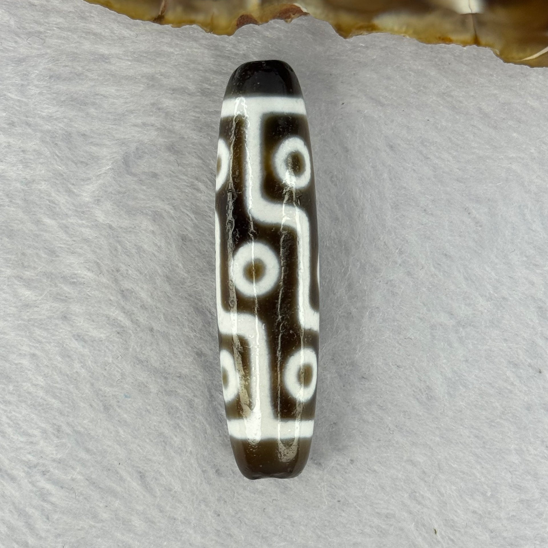 Natural Powerful Tibetan Old Oily Agate 9 Eyes Dzi Bead Heavenly Master (Tian Zhu) 九眼天诛 11.18g 48.8 by 12.3mm - Huangs Jadeite and Jewelry Pte Ltd