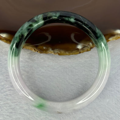 Type A Lavender and Dark Green to Green Piao Hua Jadeite Bangle Internal Diameter 58.1mm 77.52g 16.4 by 9.1mm (Very Slight External Rough)