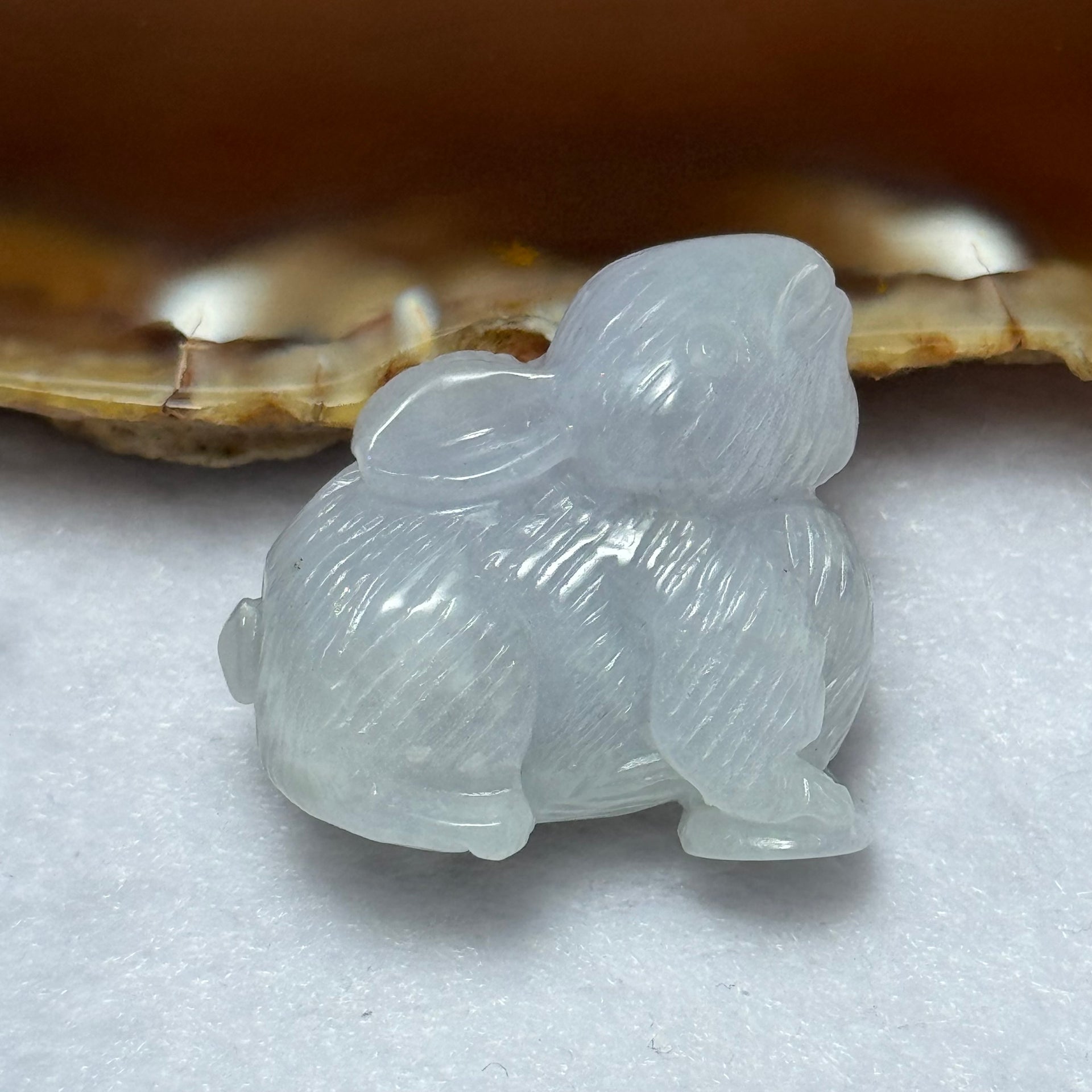 Type A Lavender Jadeite Rabbit Charm 16.50g 27.5 by 13.8 by 25.9mm - Huangs Jadeite and Jewelry Pte Ltd