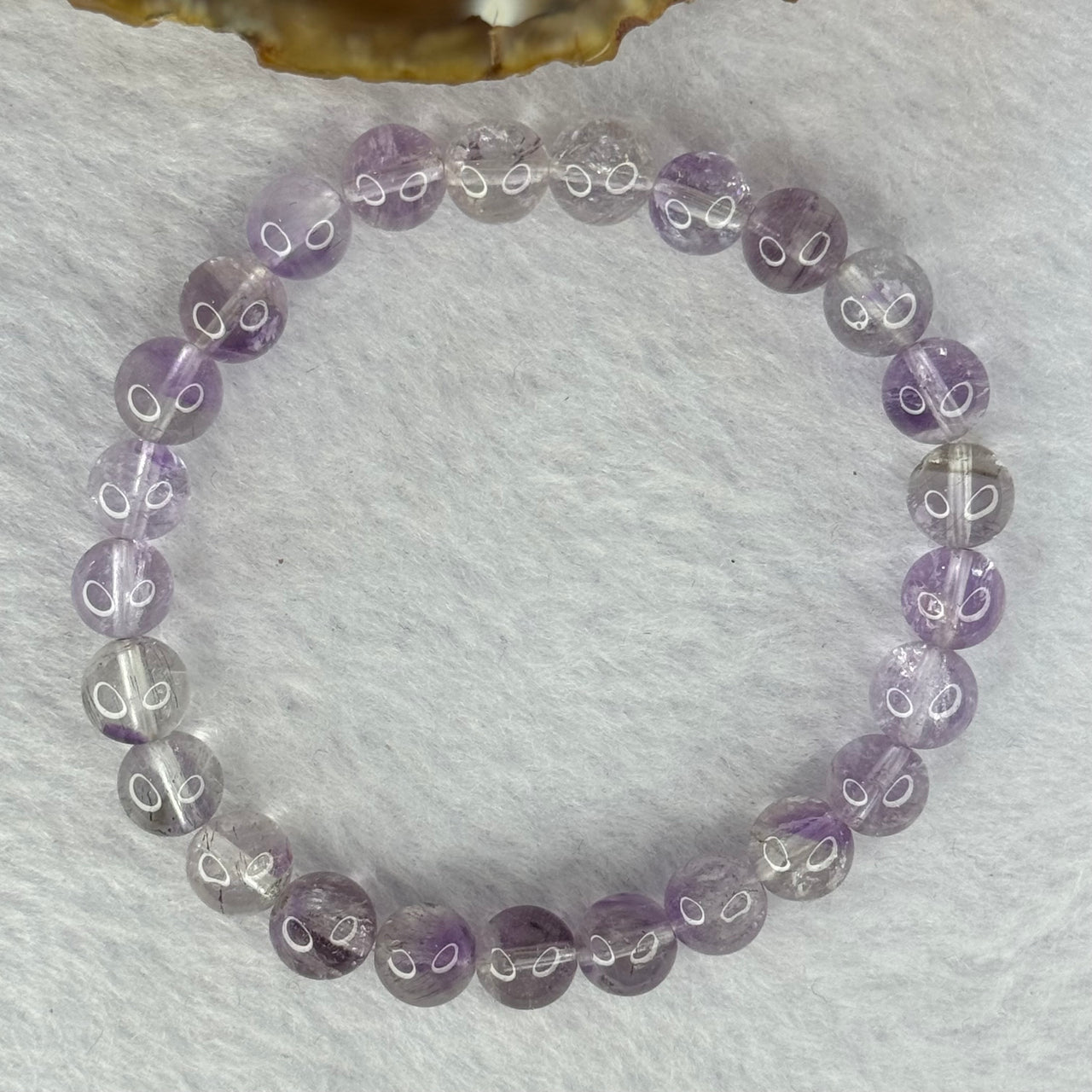 Natural Super 7 Amethyst Beads Bracelet 天然紫超七手链 15.34g 16cm 7.8mm 25 Beads - Huangs Jadeite and Jewelry Pte Ltd