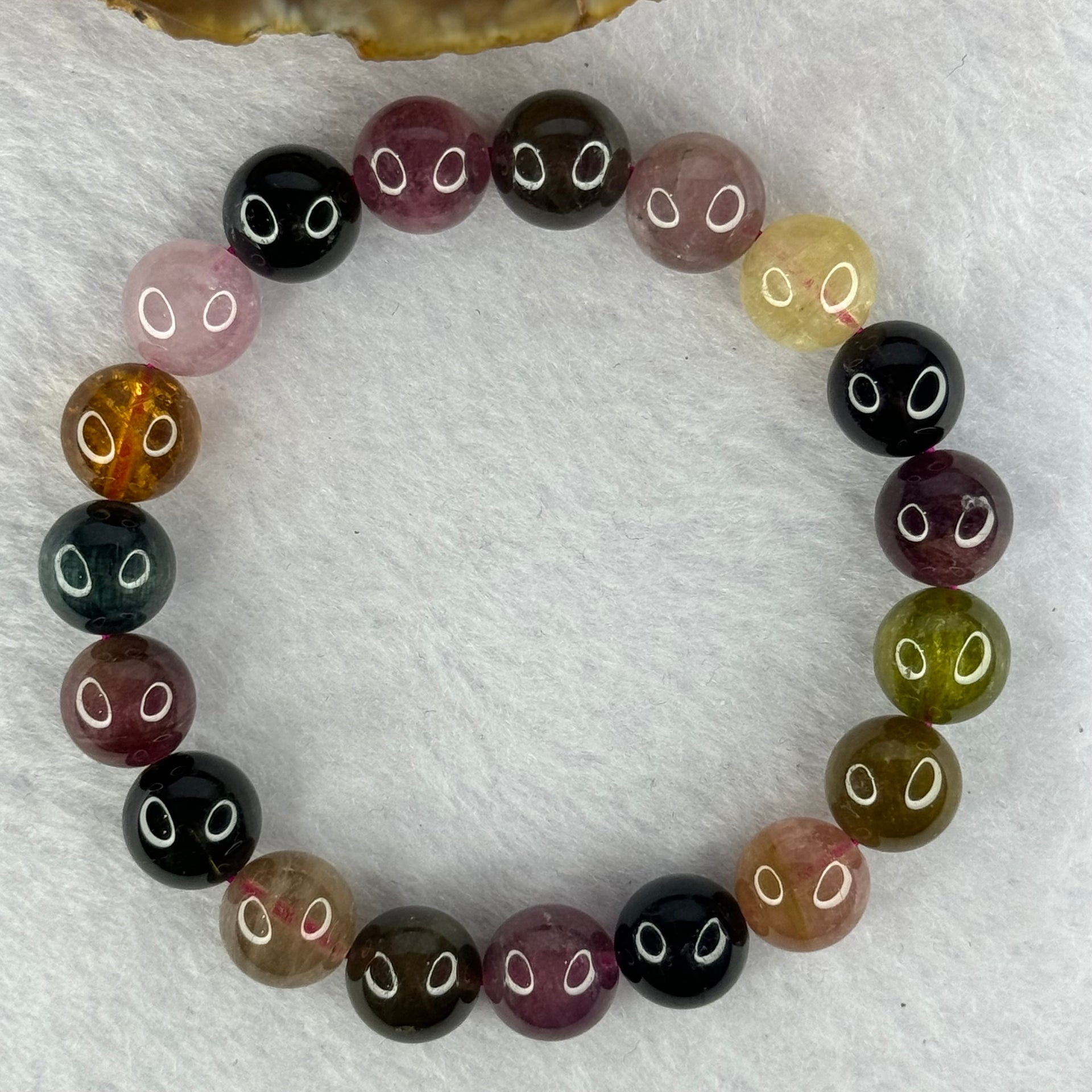 Good Grade Natural Tourmaline Beads Bracelet 好的天然碧玺珠手链 32.43g 16.5cm 10.4mm 19 Beads - Huangs Jadeite and Jewelry Pte Ltd