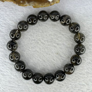 Natural Black Auralite Crystal Bracelet 黑激光手链 34.63g 11.3 mm 18 Beads - Huangs Jadeite and Jewelry Pte Ltd