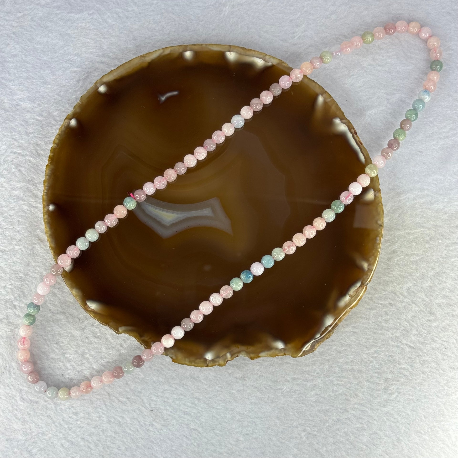 Natural Morganite Necklace 27.73g 6.2mm 95 Beads Elastic 55cm - Huangs Jadeite and Jewelry Pte Ltd