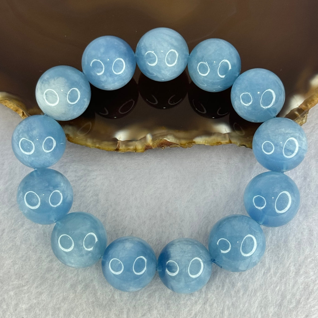 Natural Aquamarine Beads Bracelet 93.37g 19cm 17.5mm 13 Beads