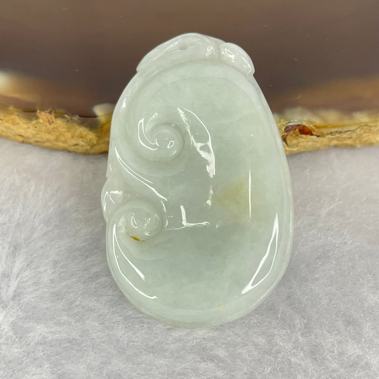 Type A Sky Blue with Yellow Jadeite Ruyi 如意 46.15g 37.7mm by 23.7mm - Huangs Jadeite and Jewelry Pte Ltd