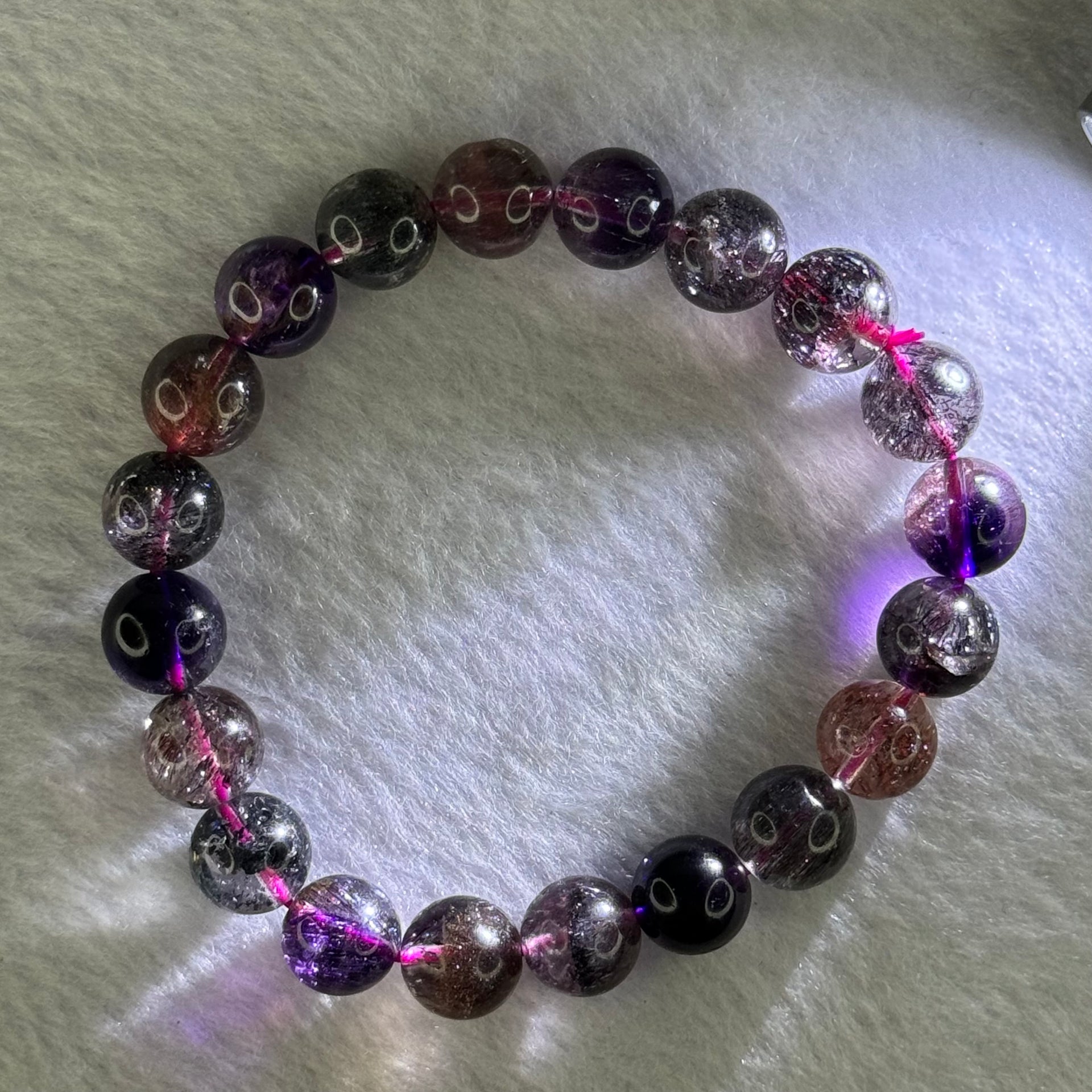 Superior Grade Natural Transparent Blackcurrant Super 7 Beads Bracelet 特级透明天然黑加仑超级七珠手链 24.66g 16cm 9.9mm 20 Beads - Huangs Jadeite and Jewelry Pte Ltd