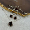 Natural Cognac Amber With Crystals in S925 Sliver Set of Earrings 6.7mm, Ring 8.5mm and Necklace 9.6mm Total 8.56g