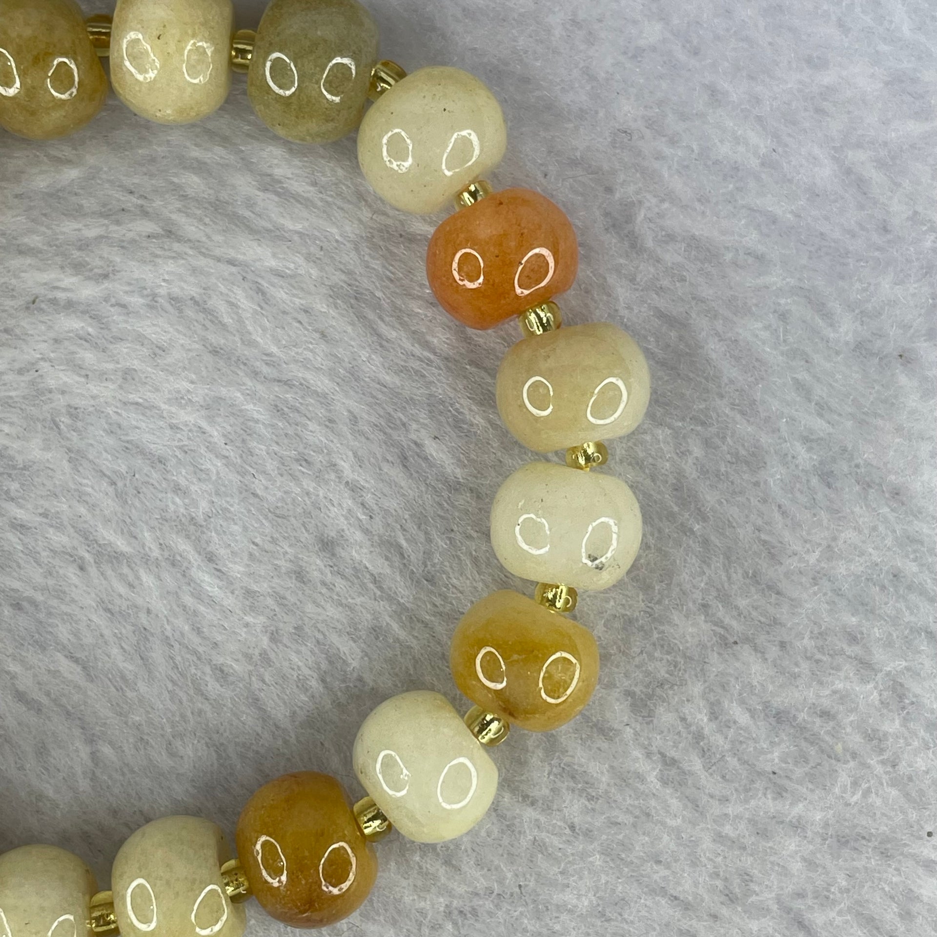 Natural Orange Red Yellow Aventurine Bracelet 27.37g 16cm 10.3mm 20 Beads - Huangs Jadeite and Jewelry Pte Ltd