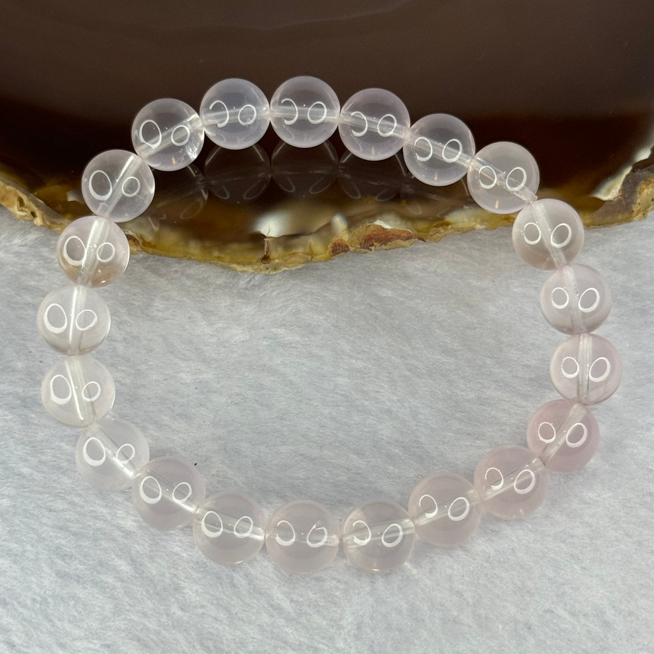 Natural Rose Quartz Beads Bracelet 天然玫瑰石英珠手链 23.44g 16.5cm 9.4mm 21 Beads