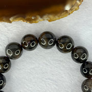 Natural Black Auralite 23 Bracelet 天然黑激光23手链 52.20g 18.5cm 13.5mm 16 Beads - Huangs Jadeite and Jewelry Pte Ltd