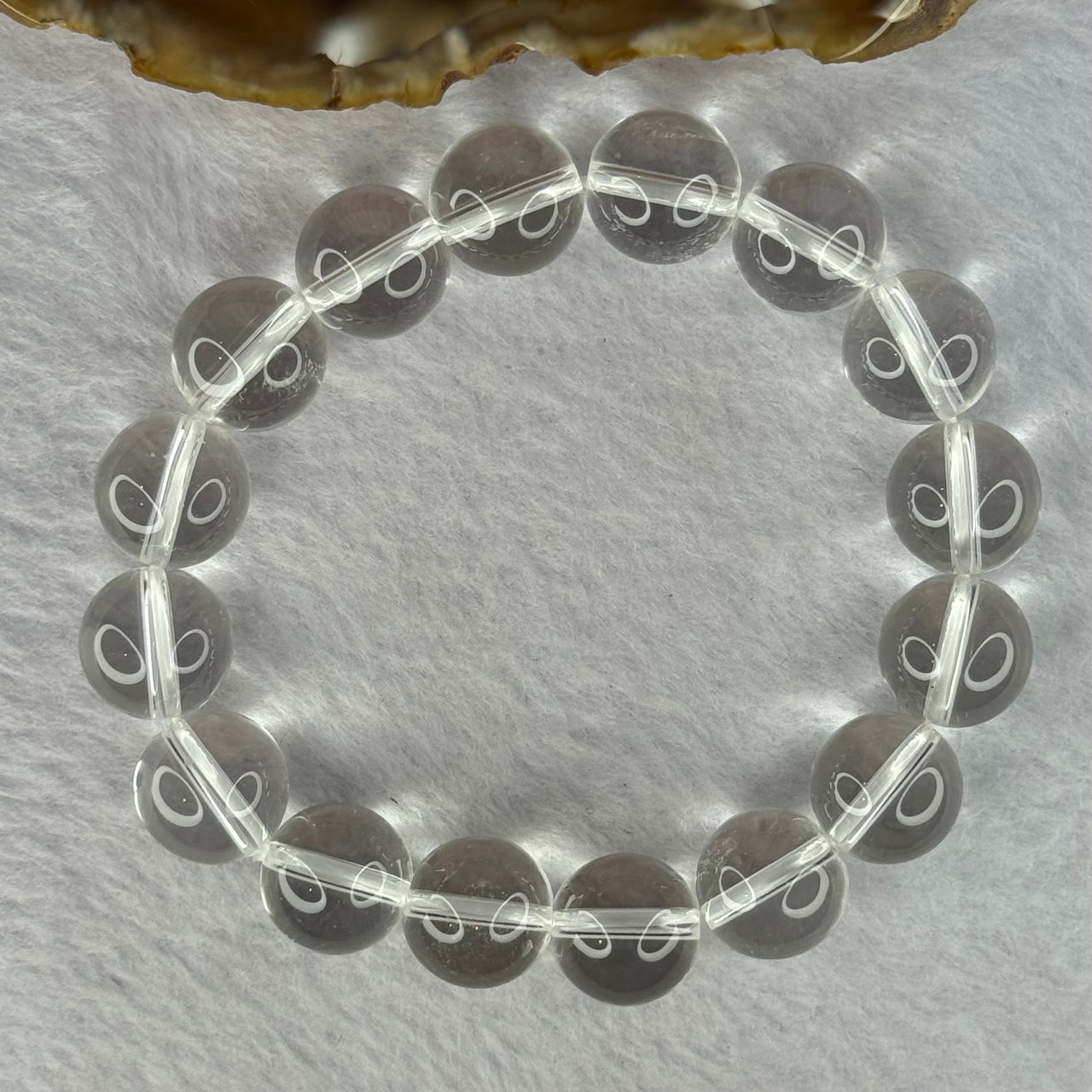 Natural Clear Quartz Beads Bracelet 天然白水晶手链 46.16g 17.5cm 12.9mm 16 Beads