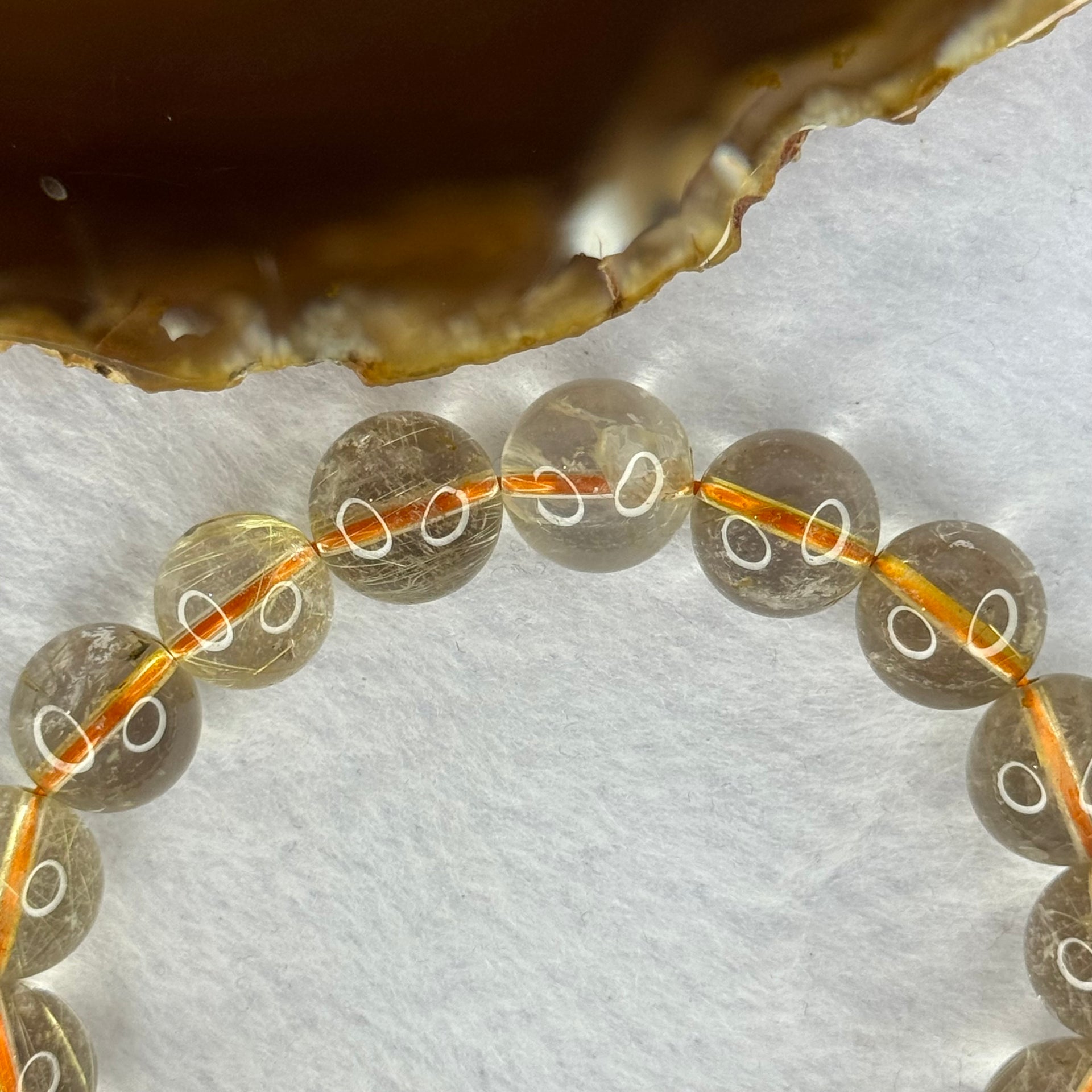 Natural Golden Rutilated Quartz Beads 天然金发水晶手链 41.98g 18cm 12.3mm 17 Beads - Huangs Jadeite and Jewelry Pte Ltd