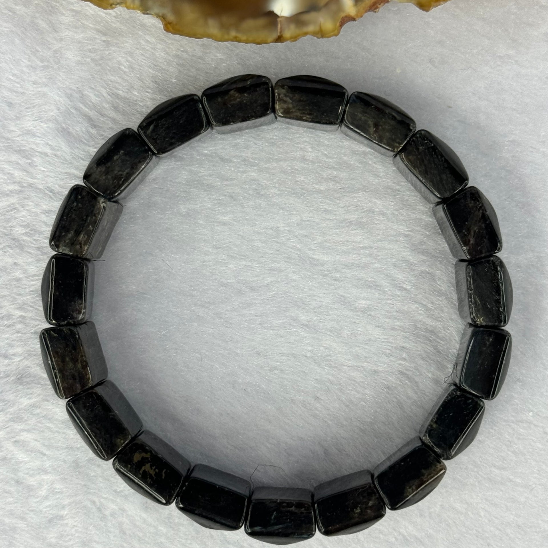 Rare Natural Arfvedsonite Bracelet 44.87g 14.2 by 9.9 by 6.6mm 19 Beads - Huangs Jadeite and Jewelry Pte Ltd