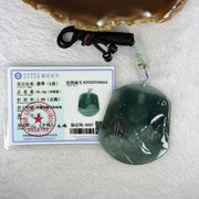 Type A Blueish Green Jadeite Shan Shui with Buddha Pendent 25.10g 58.1 by 51.3 by 3.5mm - Huangs Jadeite and Jewelry Pte Ltd