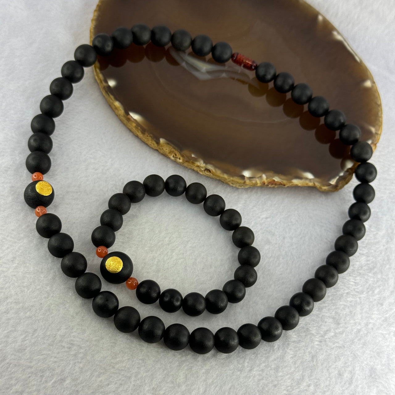 Very Very Good Grade Opaque Natural Dark Matt Black Amber Beads Jewelry Set Total Weight 42.60g Bracelet 16.5cm 10.1mm 17 Beads 13.6mm 1 Bead, Necklace 10.5mm 43 Beads 12.5mm 1 Bead