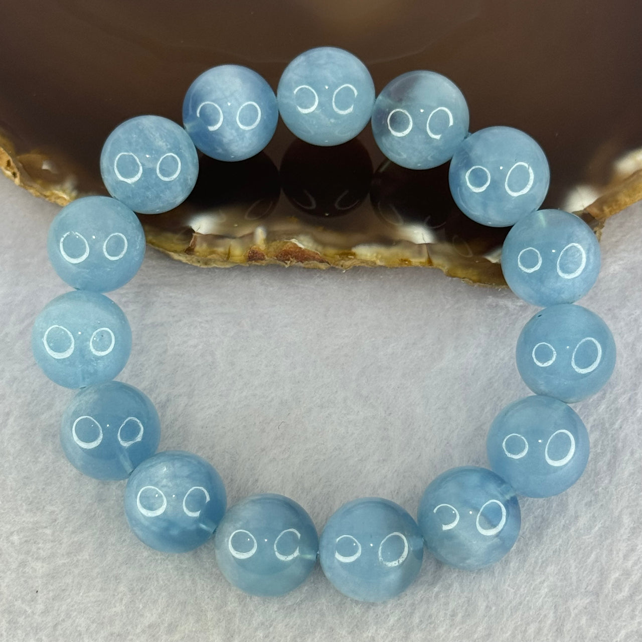 Natural Aquamarine Beads Bracelet 65.42g 19cm 14.8mm 15 Beads