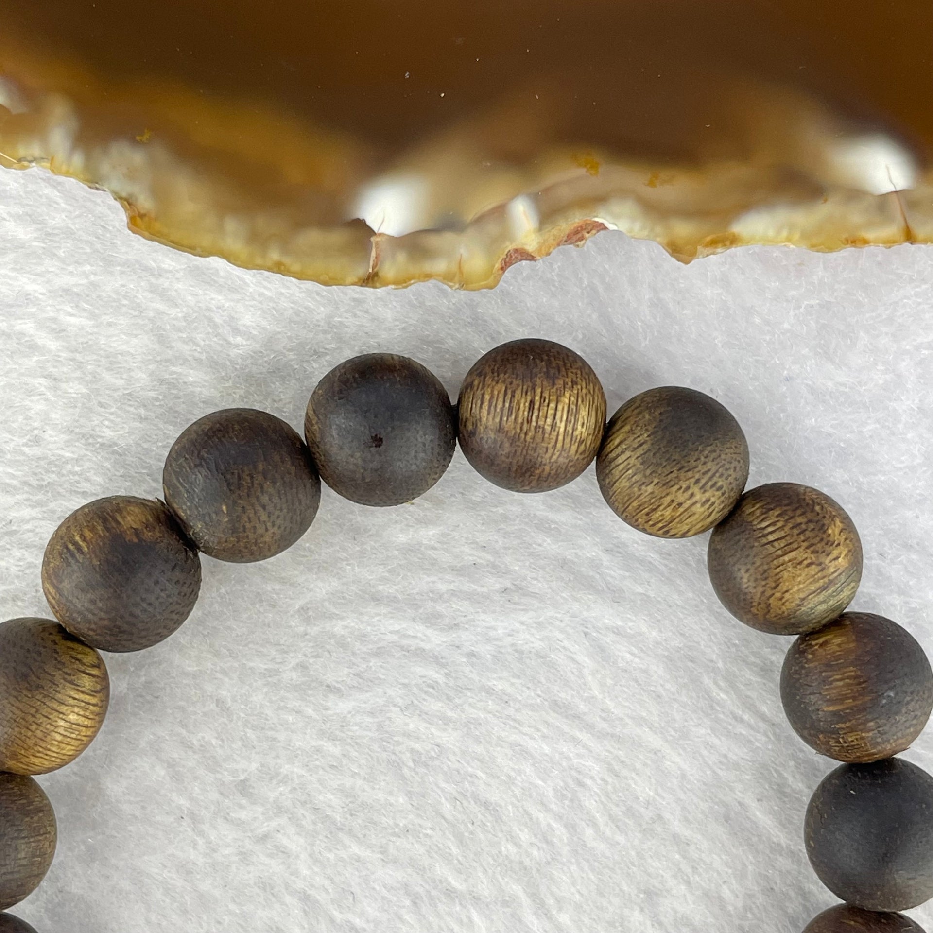 Natural Hainan Wild Old Agarwood Bracelet (Floating) 天然海南野生老树沉香手链 10.15g 17cm 11.0mm 19 Beads - Huangs Jadeite and Jewelry Pte Ltd