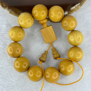 Natural Sandalwood Beads Bracelet 黄金檀手串男款檀木佛珠手链 51.07g 20.5cm 20.6mm by 12 Beads - Huangs Jadeite and Jewelry Pte Ltd