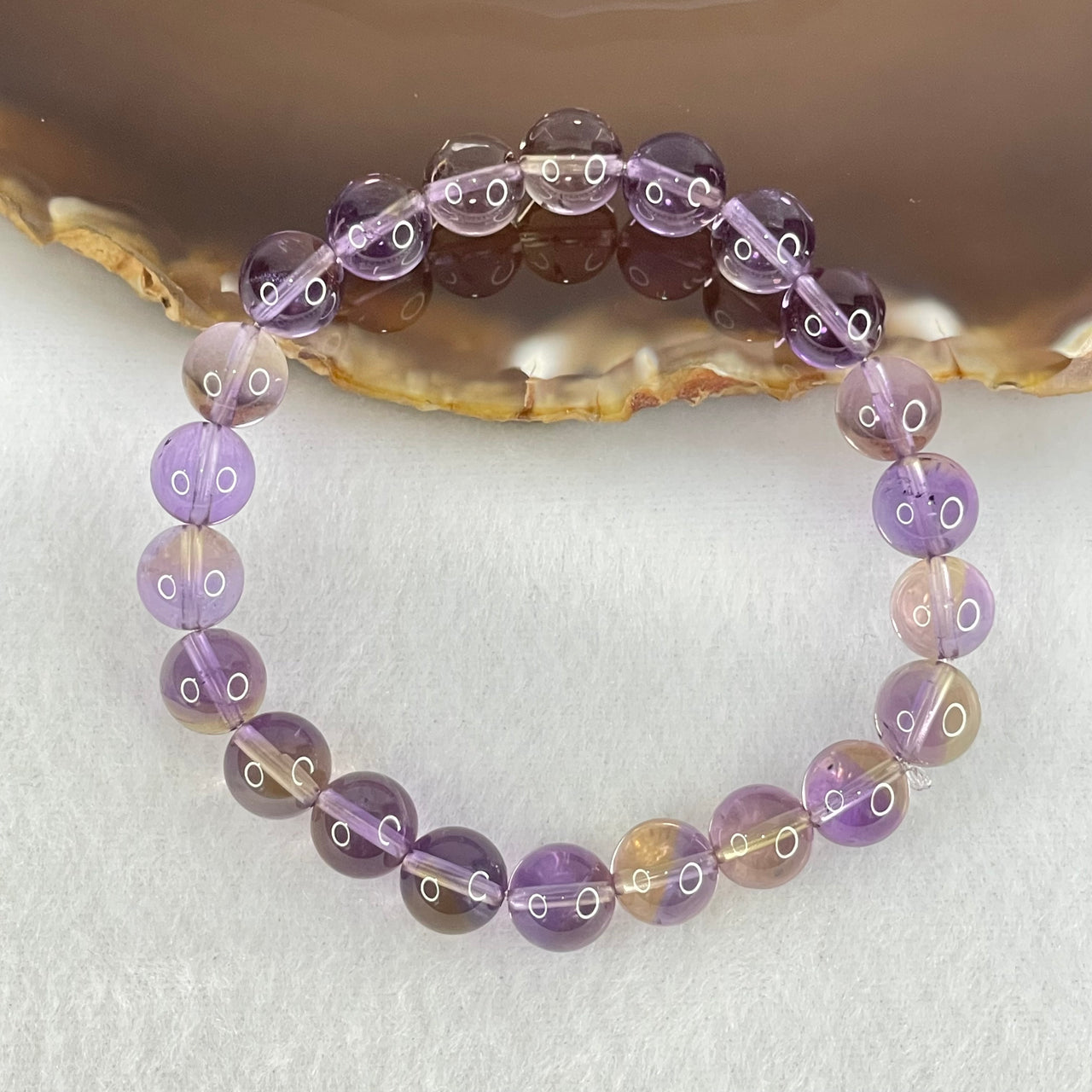 Good Grade Natural Ametrine Beads Bracelet 19.49g 16cm 8.7mm 22 Beads