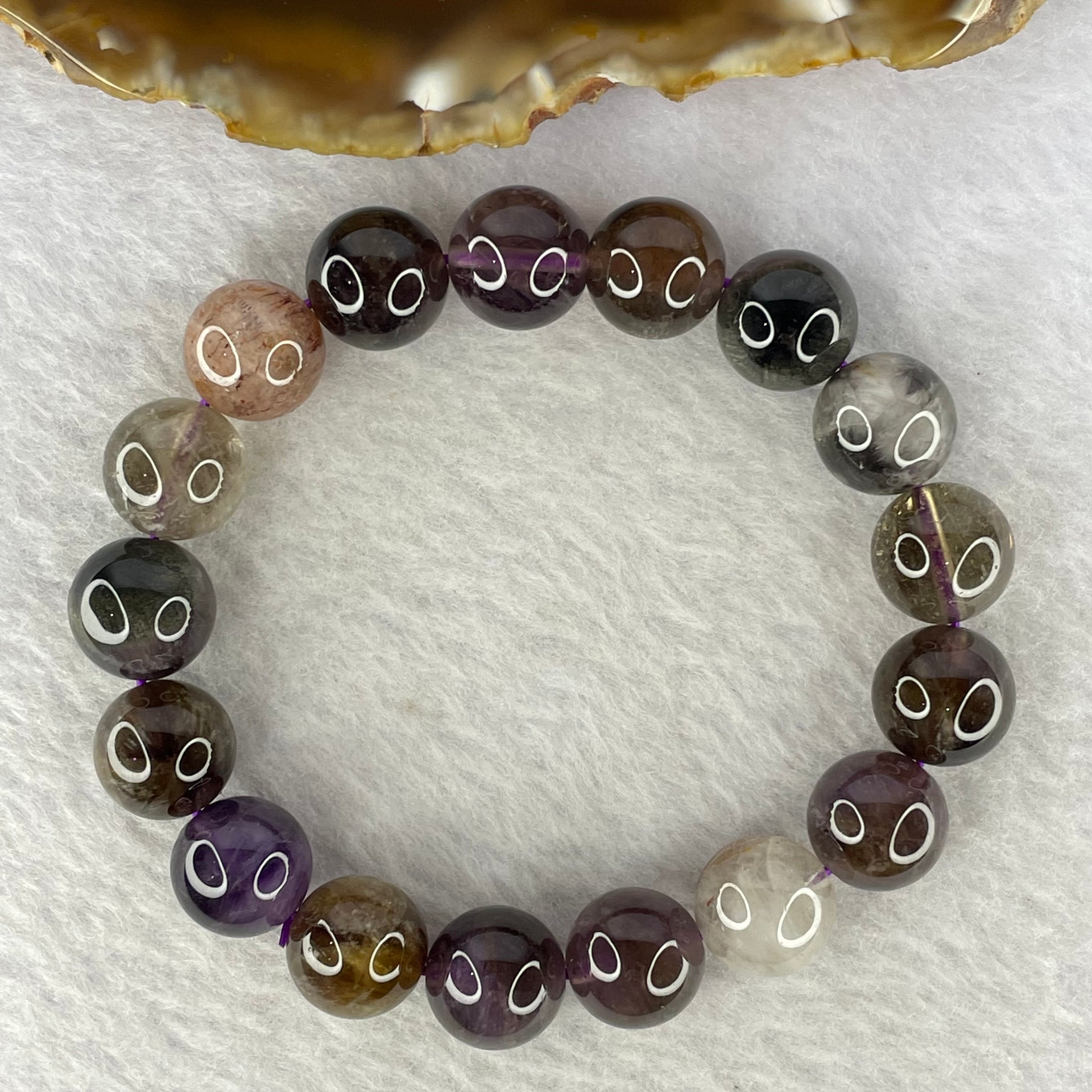 Natural Auralite Crystal Bracelet 极光手链 41.34g 21.1 mm 17 Beads - Huangs Jadeite and Jewelry Pte Ltd