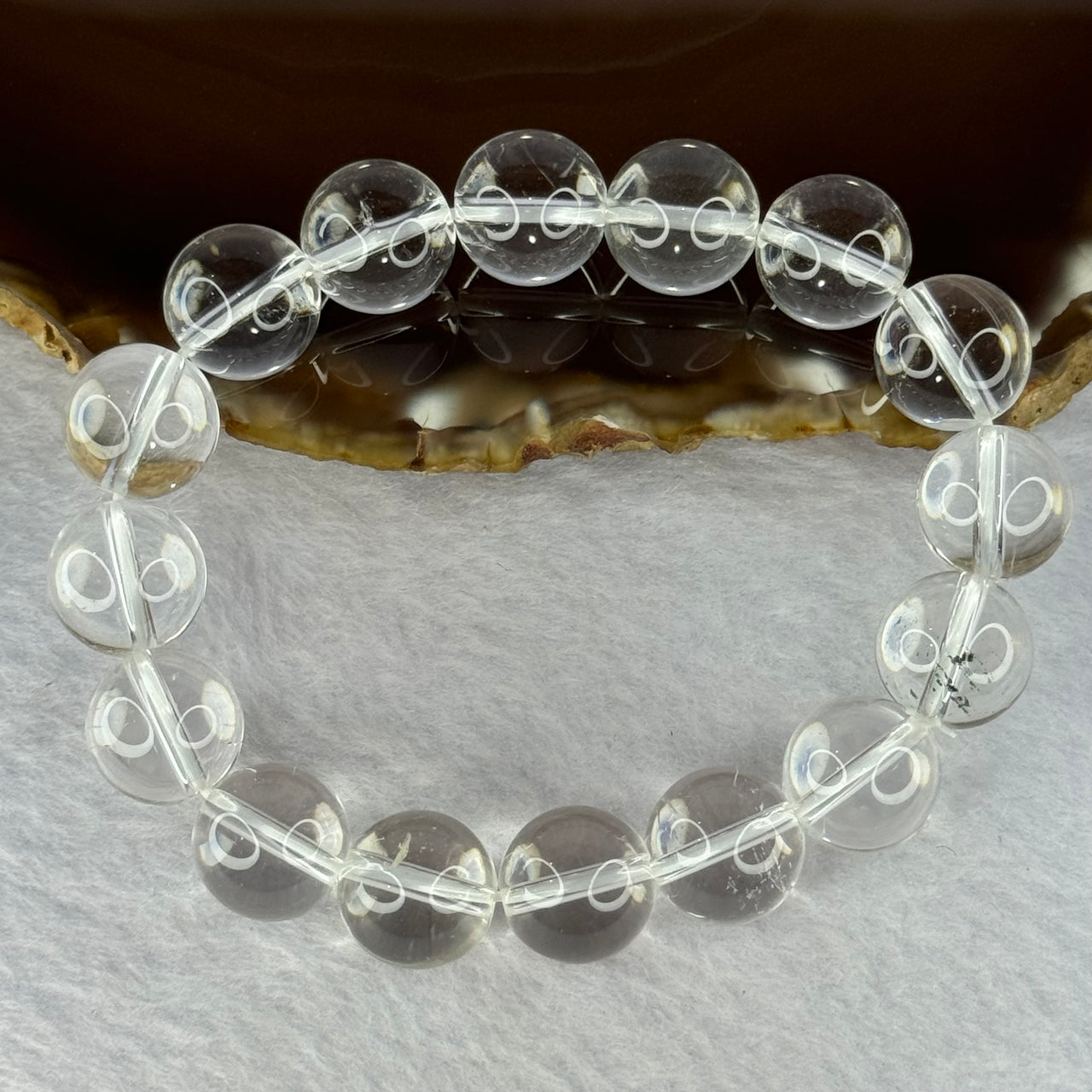 Natural Clear Quartz Beads Bracelet 天然白水晶手链 46.29g 17.5cm 12.9mm 16 Beads