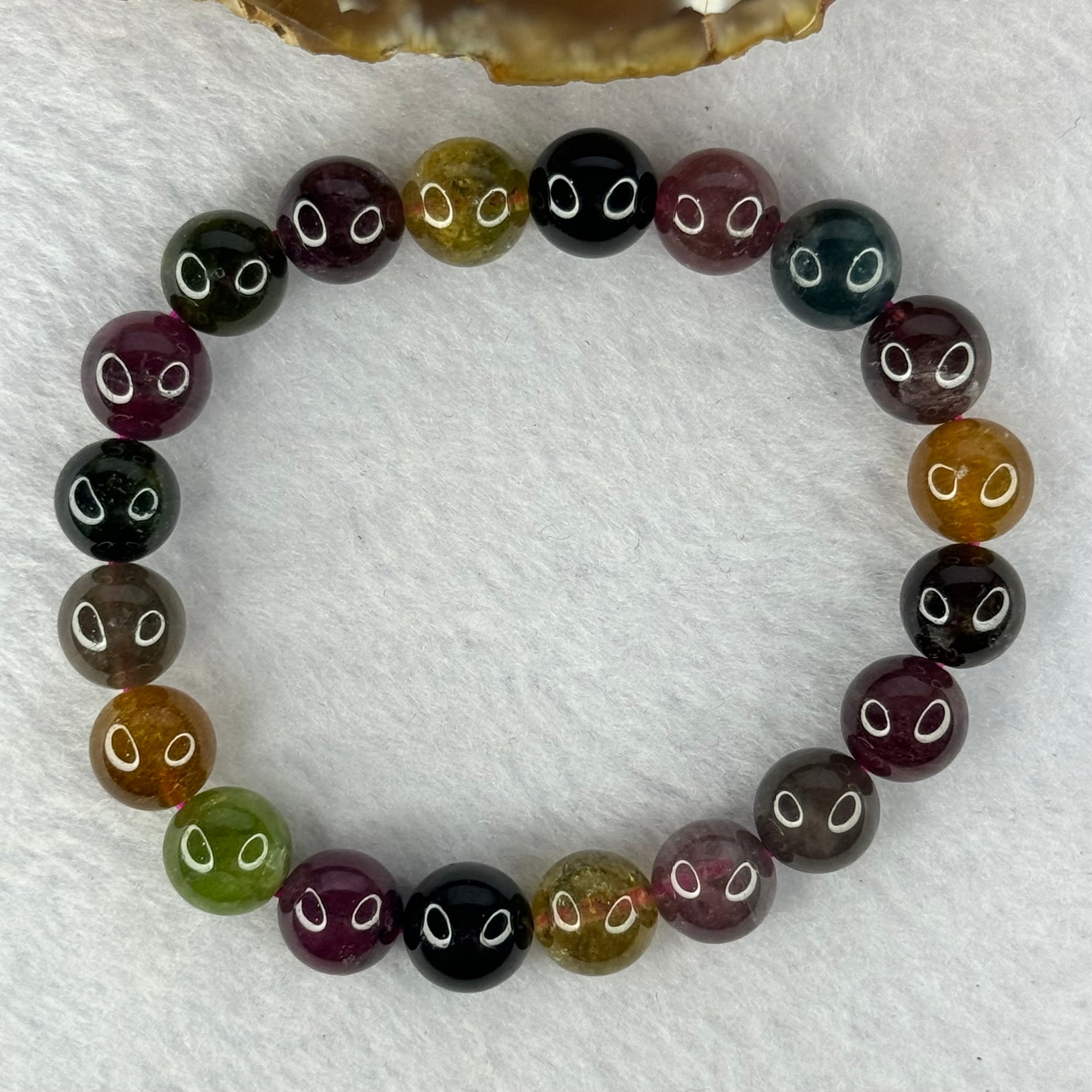 Good Grade Natural Tourmaline Beads Bracelet 好的天然碧玺珠手链 28.66g 16.5cm 9.9mm 20 Beads - Huangs Jadeite and Jewelry Pte Ltd