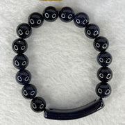 Natural Dark Blue Goldstone Bracelet 天然蓝砂石手链 25.80g 16cm 39.1 by 10.0 by 6.2mm  10.1mm 15 Beads - Huangs Jadeite and Jewelry Pte Ltd