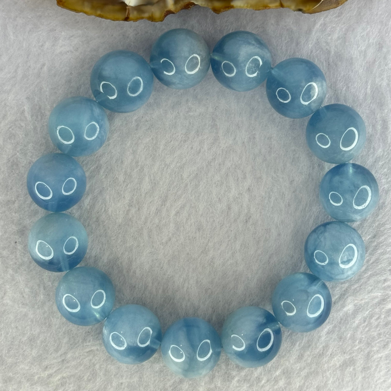 Natural Aquamarine Beads Bracelet 61.09g 18.5cm 14.8mm 15 Beads